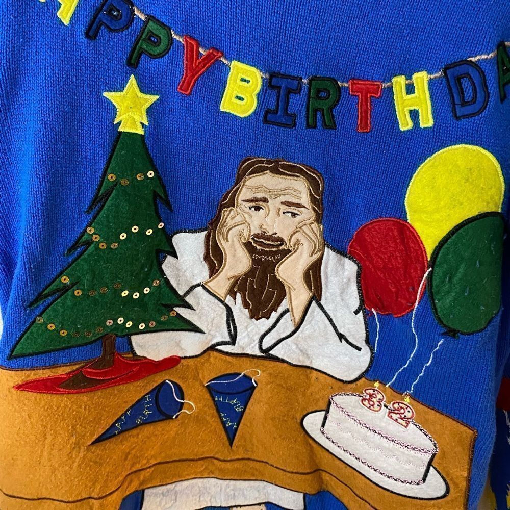 Blizzard Bay Unisex Ugly Christmas Sweater "Happy Birthday Jesus" S View 5
